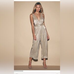 Lulus silver metallic jumpsuit